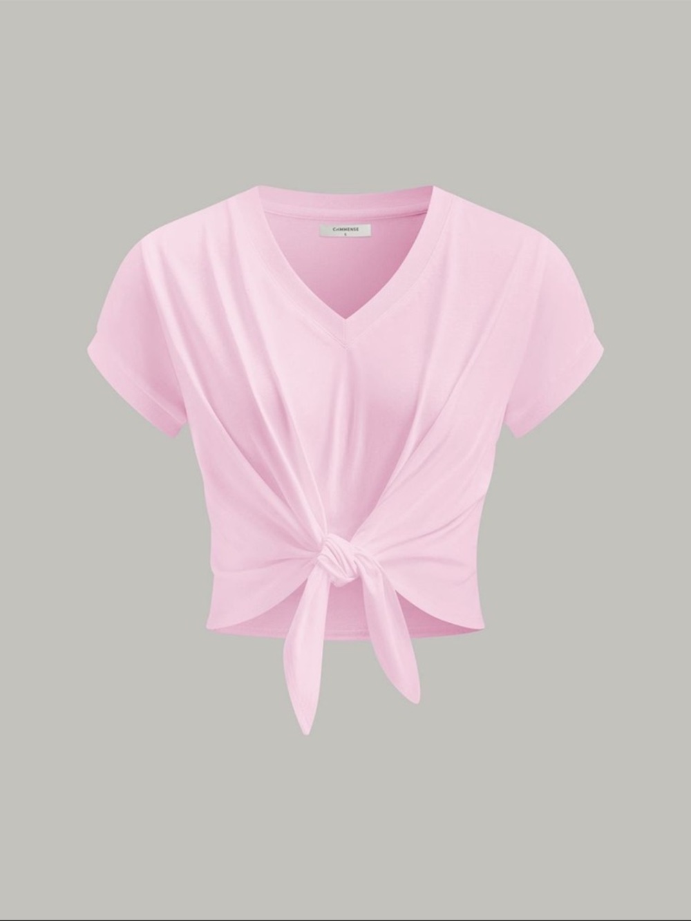 NWT Commense Pink Tie-Front V-Neck Crop Top